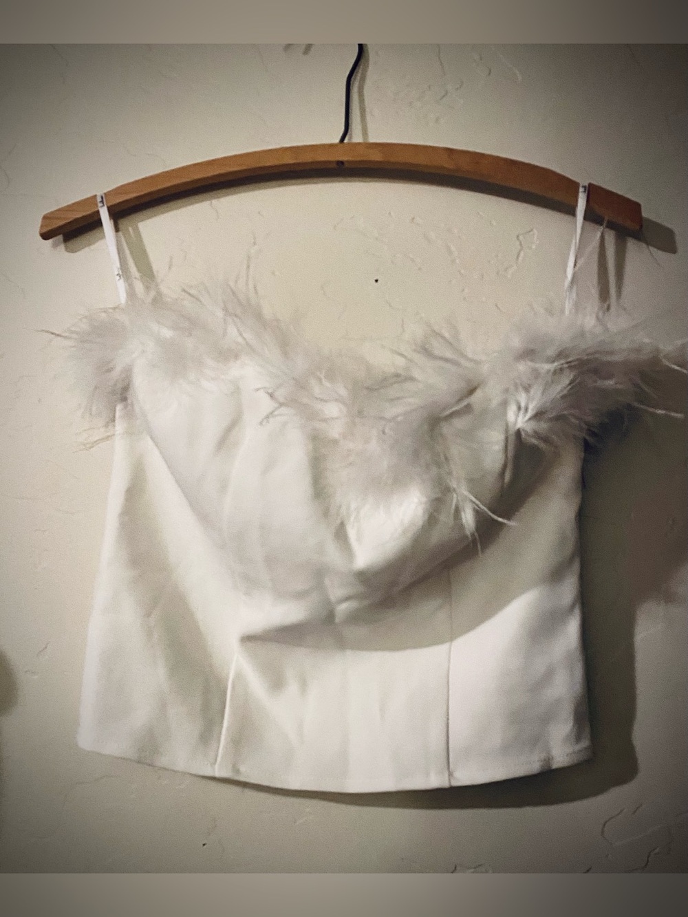 NWT Lulu's White Feather-Trim Tube Top